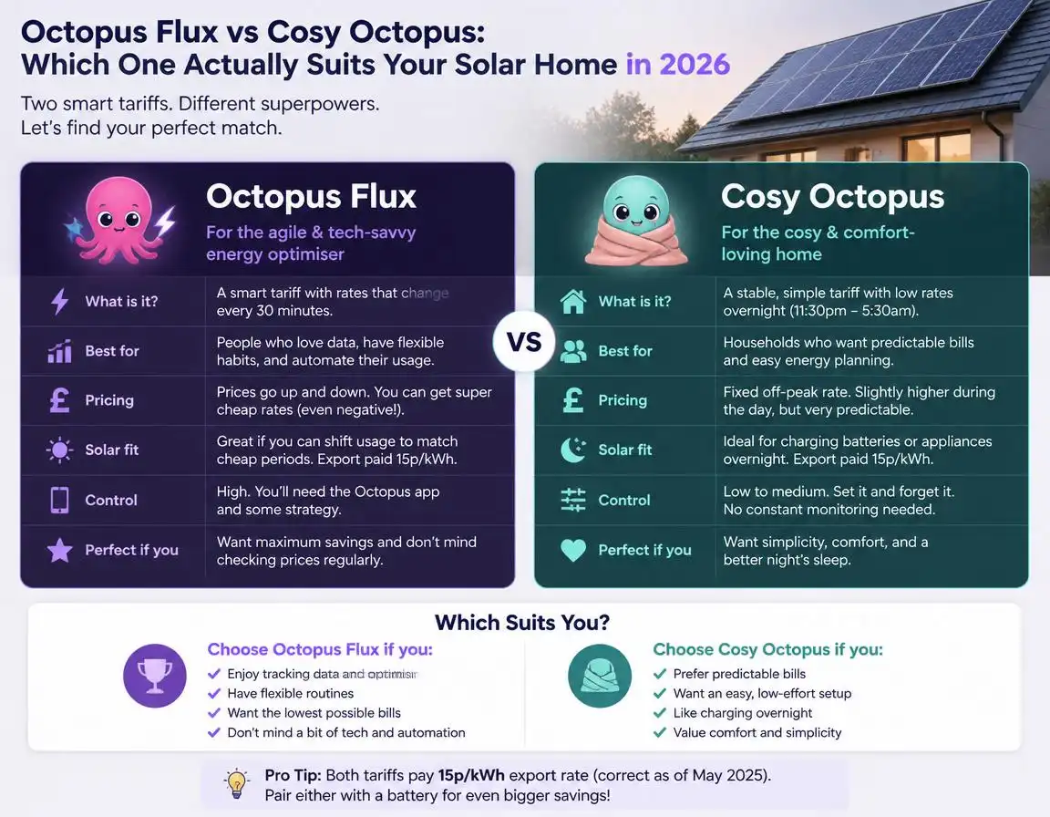 Octopus Flux vs Cosy Octopus Which One Actually Suits Your Solar Home in 2026